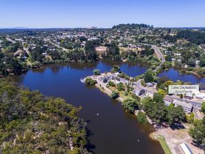 an aerial view of a river with a city at Lake Daylesford Apartments 2A in Daylesford
