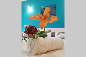 Postel nebo postele na pokoji v ubytování Lep apartman TARA -Kremna
