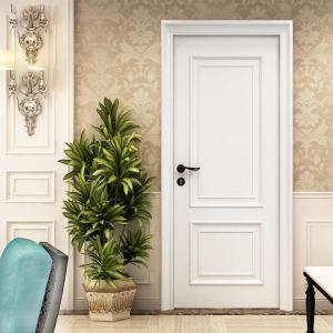 a white door in a room with a plant at Vazi Aparthotel in Tbilisi City