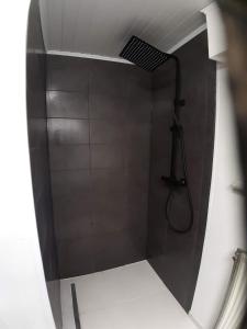 een badkamer met een douche met een douchekop bij 'T ONDERDAK in Lommel
