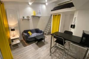 ein Wohnzimmer mit einem Sofa und einem Hochbett in der Unterkunft Charmant studio hypercentre in Rouen