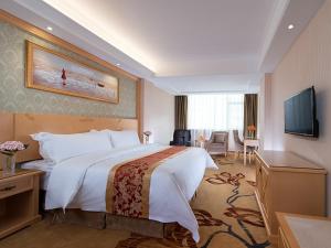 Vienna Hotel Shenzhen Fuyong Village في Fenghuangwei: غرفه فندقيه سرير كبير وتلفزيون