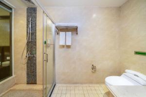 La salle de bains est pourvue d'une douche, de toilettes et d'un lavabo. dans l'établissement Vienna Hotel Dongguan Houjie Exhibition Center, à Dongguan