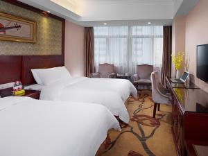 長沙市にあるVienna Hotel Changsha Mid Furong Roadのベッド2台とテレビが備わるホテルルームです。