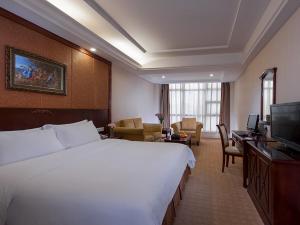 a hotel room with a large bed and a television at Vienna Hotel Shenzhen Pingdi in Longgang