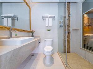 a bathroom with a toilet and a sink and a shower at Vienna Hotel Wuhan Panlong City in Wuhan