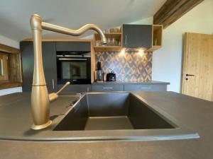A kitchen or kitchenette at Wood Apartments by Trendlbrugger