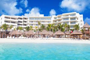 a view of the resort from the water at Hotel NYX Cancun in Cancún