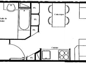 Studio Plagne Soleil, 2 pièces, 4 personnes - FR-1-455-124の見取り図または間取り図