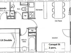 Appartement Plagne Soleil, 3 pièces, 6 personnes - FR-1-455-65の見取り図または間取り図