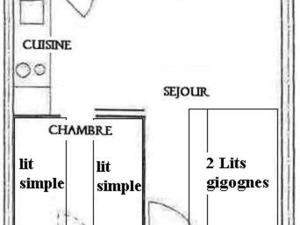 Půdorys ubytování Appartement Plagne Soleil, 2 pièces, 4 personnes - FR-1-455-96