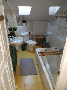 a bathroom with a toilet and a sink and a shower at La Buhardilla in Valladolid +31 photos