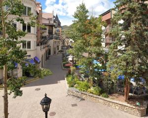 a view of a street in a town with trees at Lionshead Arcade #303 Condo in Vail