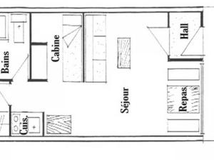 Studio Les Saisies, 1 pièce, 4 personnes - FR-1-293-161の見取り図または間取り図