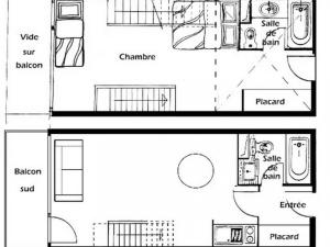 Appartement Les Saisies, 2 pièces, 7 personnes - FR-1-293-221の見取り図または間取り図