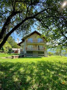 a large house on a green field with a tree at Vila Vidak in Mojkovac