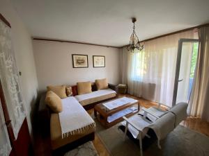 a living room with a couch and a table at Vila Vidak in Mojkovac