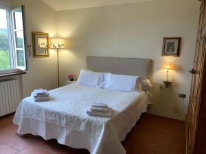 a bedroom with a bed with towels on it at B&B I Ligustri in Lucca