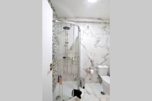 アヴェイロにあるA casinha do Alboiのシャワーとトイレ付きの白いバスルーム +31枚の写真