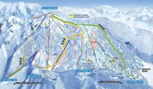 a map of a ski resort in the mountains at Chaleureux appartement aux pieds des pistes in Chamrousse