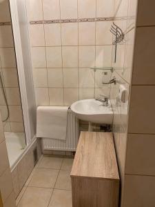 Koupelna v ubytování Penzion a Restaurace Vyhlídka
