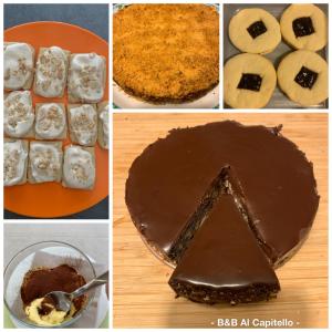 un collage de photos de différents gâteaux et desserts dans l'établissement B&B al Capitello, à Trente