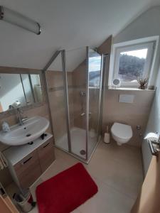Koupelna v ubytování Casa la vino