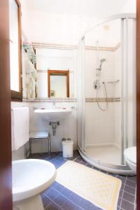 bagno con lavandino e doccia di Hotel Serenissima a Venezia