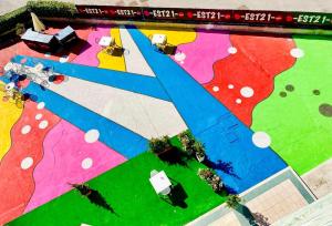 an overhead view of a painting of a street at LH Hotel Arca Street Art in Spoleto