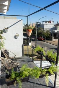 un patio con un montón de plantas y sillas en Departamento Aeropuerto Circunvalacion Kempes Quorum -cambio oficial- en Córdoba