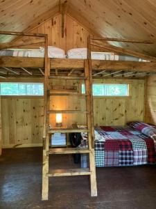 1 Schlafzimmer mit 2 Etagenbetten in einer Hütte in der Unterkunft Les Cabines Nordik 2.0 in Shawinigan