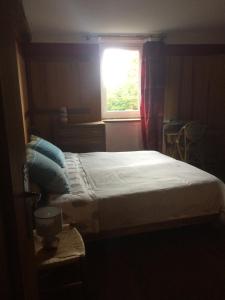 a bedroom with a bed and a window at chez françoise in La Roche-des-Arnauds