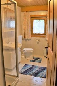 a bathroom with a toilet and a sink at Ferienwohnung Gassenhof in Matrei in Osttirol