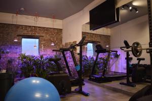 a gym with treadmills and exercise bikes at LE ROSSI BED in Cesena