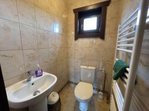 ein kleines Bad mit einem Waschbecken und einem WC in der Unterkunft Balu in Borzont