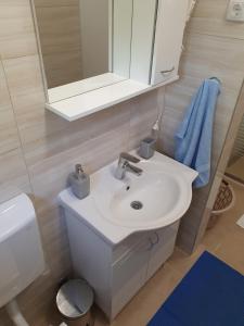 a bathroom with a white sink and a mirror at Studio Milenic in Trebinje