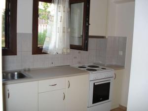 a kitchen with a stove and a sink at VILLA KAROLINA Tsogkas in Syvota +57 photos