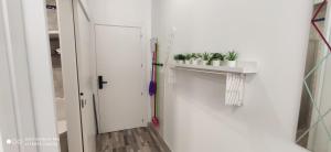 a room with a door and a shelf with plants at Huelintown in Málaga