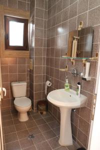 a bathroom with a toilet and a sink at Hotel Mishel in Kocherinovo +64 photos