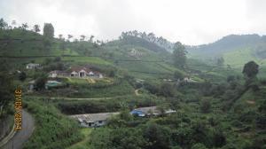 een dorp op een heuvel met huizen en bomen bij Poopada in Munnar