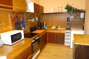 Η κουζίνα ή μικρή κουζίνα στο Müllers zweite Ferienwohnung in der Altstadt von Görlitz +3 φωτογραφίες