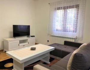 a living room with a couch and a tv at Apartman Lalica in Kolašin