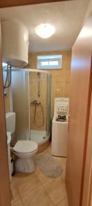 y baño con ducha, aseo y lavamanos. en Dinka Apartment, en Trogir