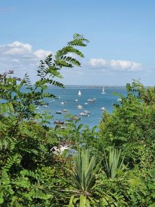 a view of the ocean with boats in the water at Le cocooning in Andernos-les-Bains +7 photos