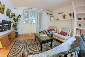 a living room with a couch and a table at Rox Central Apartments 5 in Timişoara
