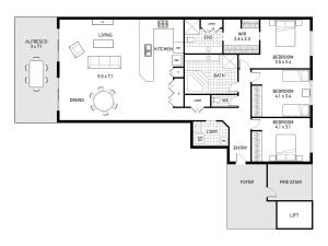 Půdorys ubytování Nelson Bay CBD Apartment No 41 Nelson Towers