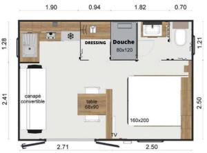 a floor plan of a tiny house at Domaine Les Abberts in Arès