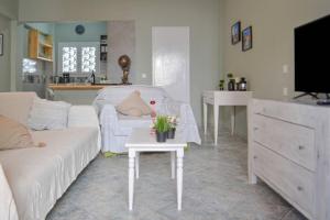 A television and/or entertainment centre at Seaside Villa Alexandra,Acharavi.