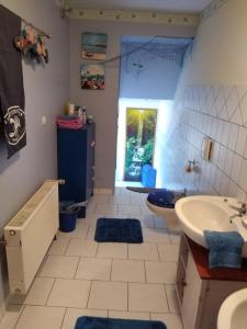 a bathroom with a sink and a toilet at Ferienhaus Badetz in Badetz