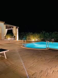 een leeg zwembad 's nachts bij Villa Melissa in Tertenìa